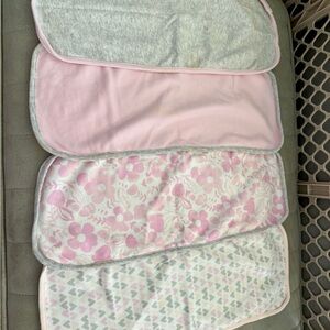 Cloud Island Set of Pink and Gray Baby girl Burp Cloths